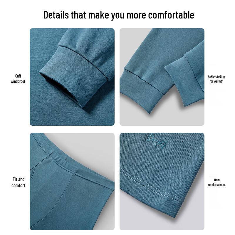 MaoRen Men's 100% Cotton Ultra-Soft Thickened 7A Antibacterial Thermal Underwear Set