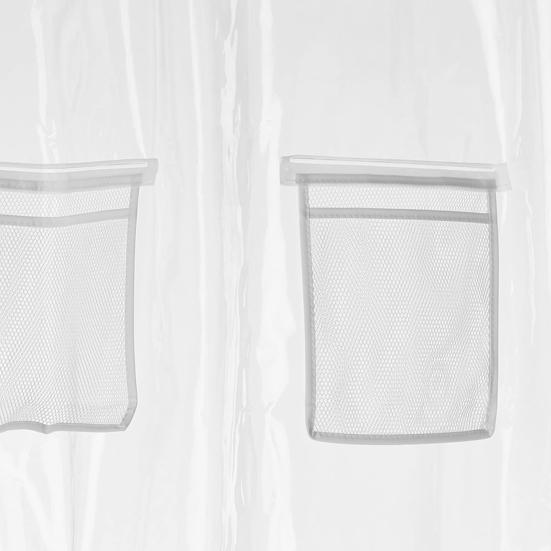 Shower Curtain Bath Organizer Shower Curtain with 9 Transparent Pockets Keep Smartphone Safe Bath Curtain for Bathroom Storage