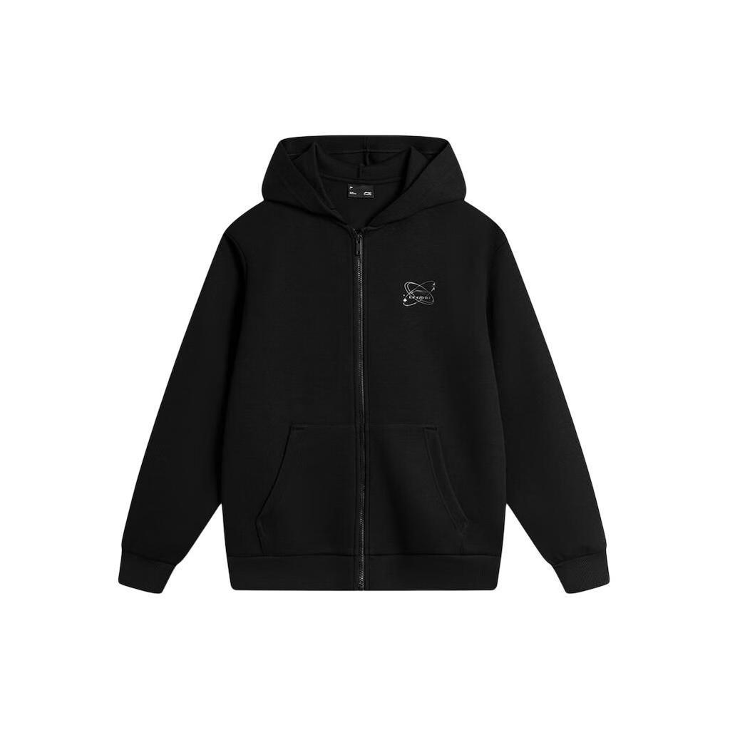 Li Ning Printed Embroidered Cardigan Casual Sweatshirt Men Sweatshirt Black AWDU027-3