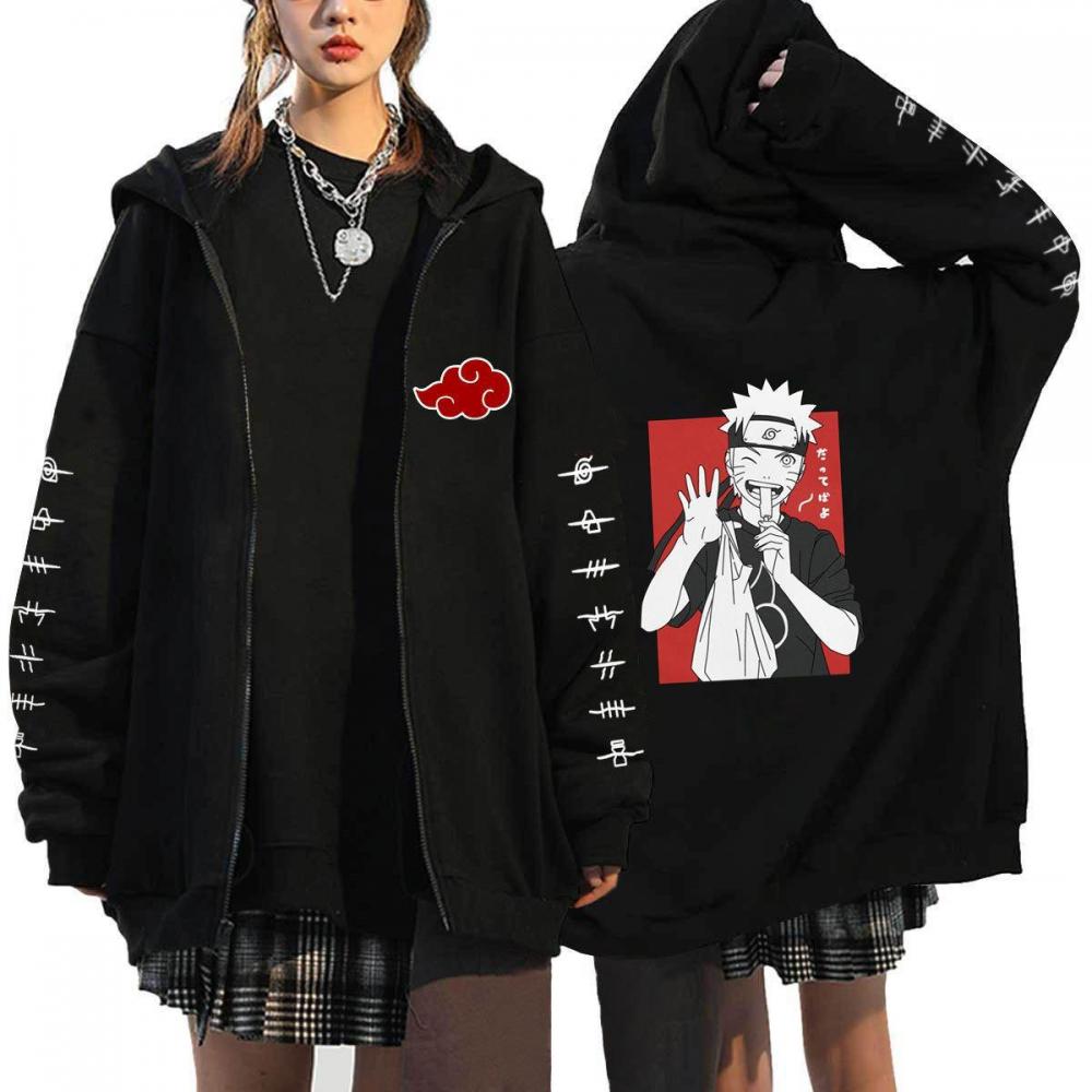 Naruto Men's Cardigan Hooded Sweatshirt Uchiha Itachi Anime Men Women Streetwear Harajuku Akatsuki Hoodies Sweatshirt Clothes
