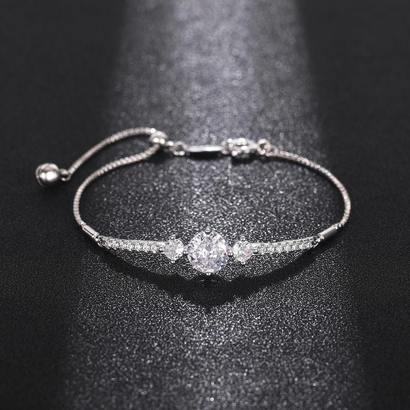 CAOSHI Delicate Adjustable Bracelet for Women Two Color Available Cubic Zirconia Daily Wearable Jewelry Shiny Party Accessories