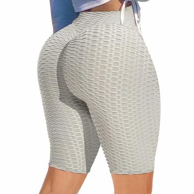 Scrunch Butt Lifting Textured Yoga šortky pro ženy Tréninkové šortky s vysokým pasem Gym Bezešvé legíny Břicho Sportovní šortky na běhání