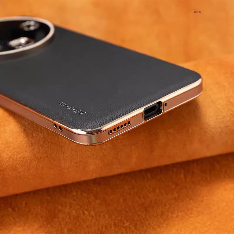 Applicable to Huawei mate60pro mobile phone case electroplating Huawei electroplating all-inclusive m60 business men's and women's high-end leather ca
