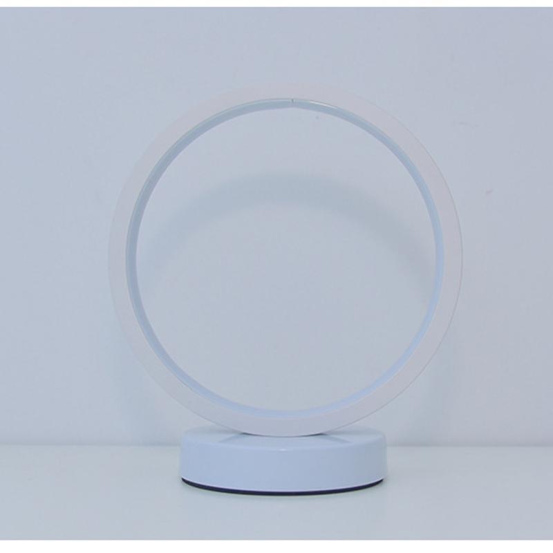 Nordic Circular LED Night Light, Minimalist Ring Soft Table Lamp, Bedroom Bedside Ambient Decor Lamp, Black & White Available