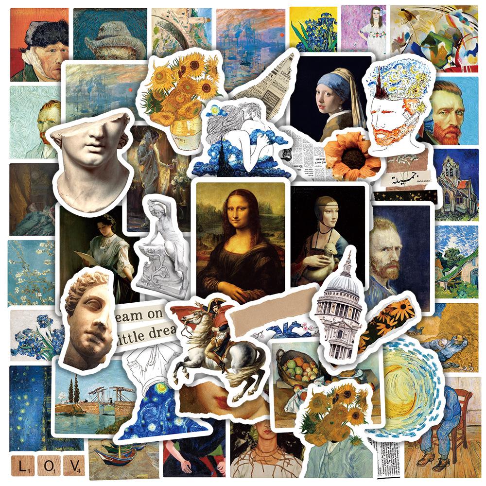 

50PCS Vintage Painting PVC Sticker Aesthetic Children s Decoration Scrapbooking Korean Stationery School Supplies for Kids