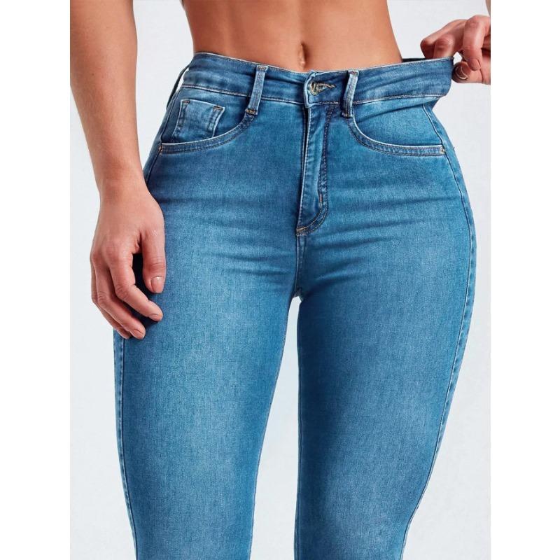 Blugi slim-fit stretch cu talie înaltă pentru femei