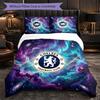 Chelsea FC Pattern 3 Pieces Bedding Set Soft Microfiber Duvet Cover with Pillow Cases for Bedroom