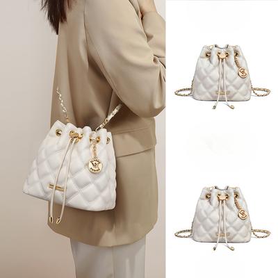 Eimertasche Damen Neue Herbst Leder Damenhandtasche Diamantketten-Tasche Kleine Tragetasche Umhängetasche