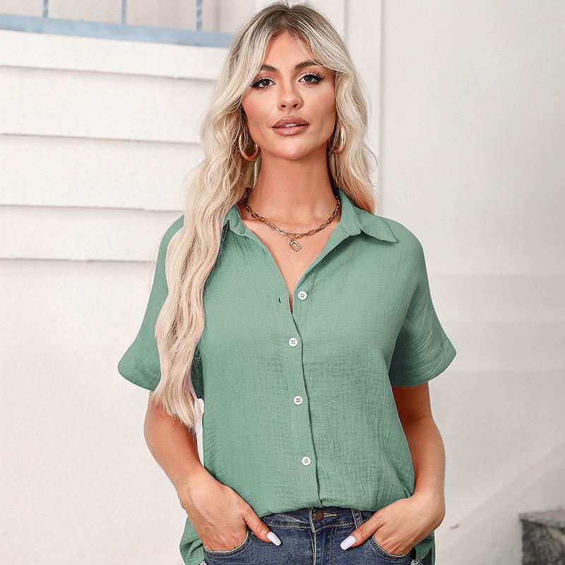 Europäischer & Amerikanischer Stil Damen Einfarbig Kurzarm Locker Bluse T-Shirt, 2025 Kollektion