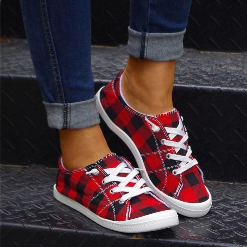 Plaid Casual Round Toe Fabric Upper Soft and Comfortable Women'S Shoes, Yellow, All-season, TPR Sole, Hand Wash or Professional Dry Clean, for Walking