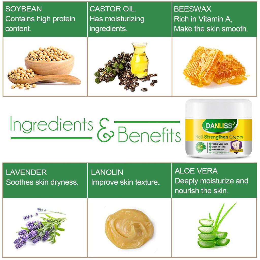 Nail Strengthen Cream- Improve, Discolored Thick Nails and Remove Nail Stains- SOYBEAN,CASTOR OIL, BEESWAX, LAVENDER, LANOLIN, ALOE VERA-100g