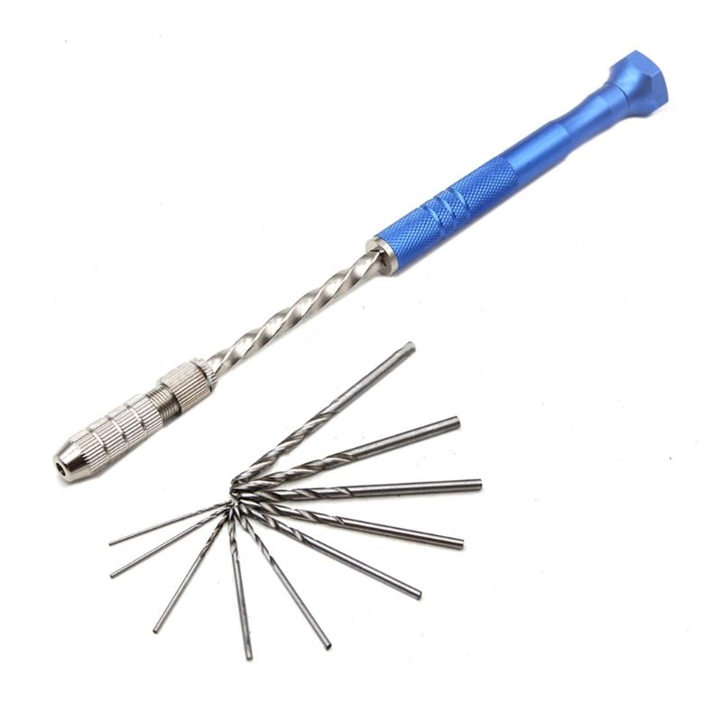Hand Twist Drill Hole Punch 10pcs Mini Twist Drill Bits Tools Set for Epoxy Resin Art Crafts Keychain Jewelry Making