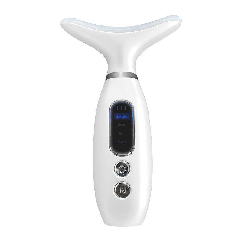 LED Cross-Neck Facial Massager: Lifting, Firming, and Hot Compress Skincare Tool for Women