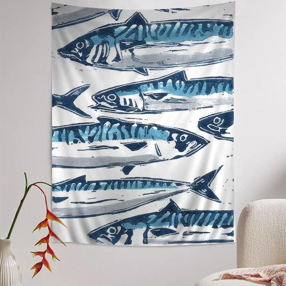 Colorful Sardine Lobster Fish Ocean Hanging Bohemian Tapestry for Living Room Home Dorm Decor Japanese Tapestry 50x70cm