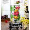 Large Floor-Standing Cylindrical Glass Fish Tank with Thick Transparent Glass for Goldfish, Oxygenation & Desktop Landscaping