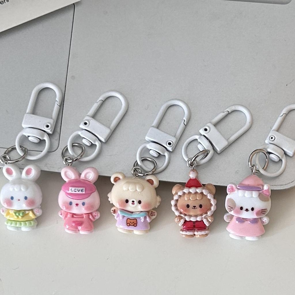 Cute Cartoon An imal Keychain Resin Charm Creative Friendship Keyring Perfect Gift For Friend And Couples