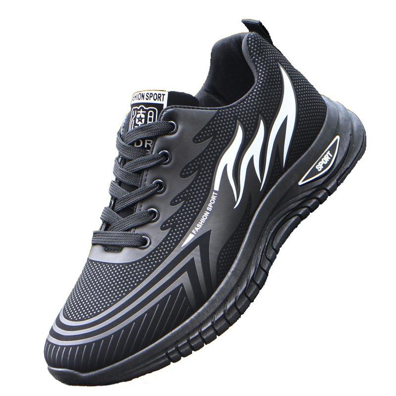 Men's shoes spring and autumn leather sneakers men's casual shoes fleece thickened student running shoes