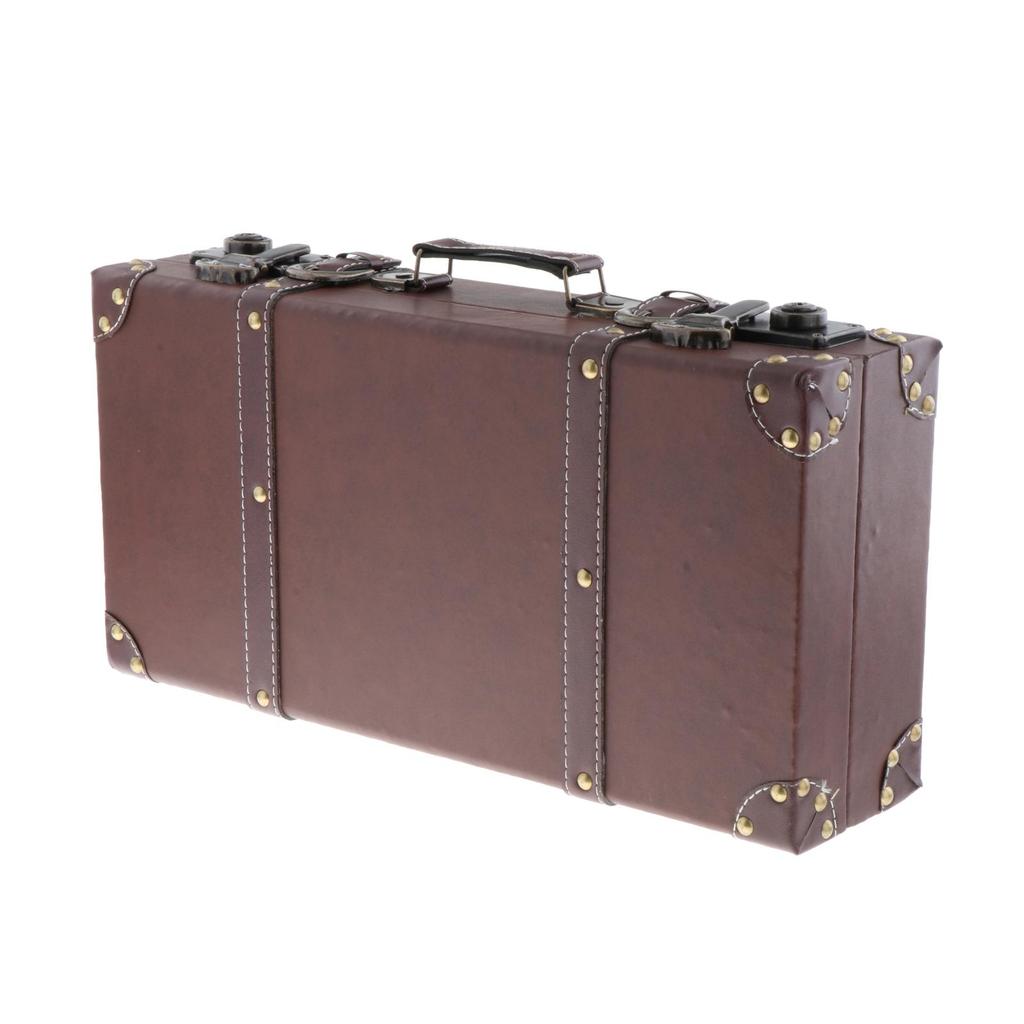 Leatner Suitcase British Decorative Travel Luggage Case Storage Box with Lock Wedding Decorations