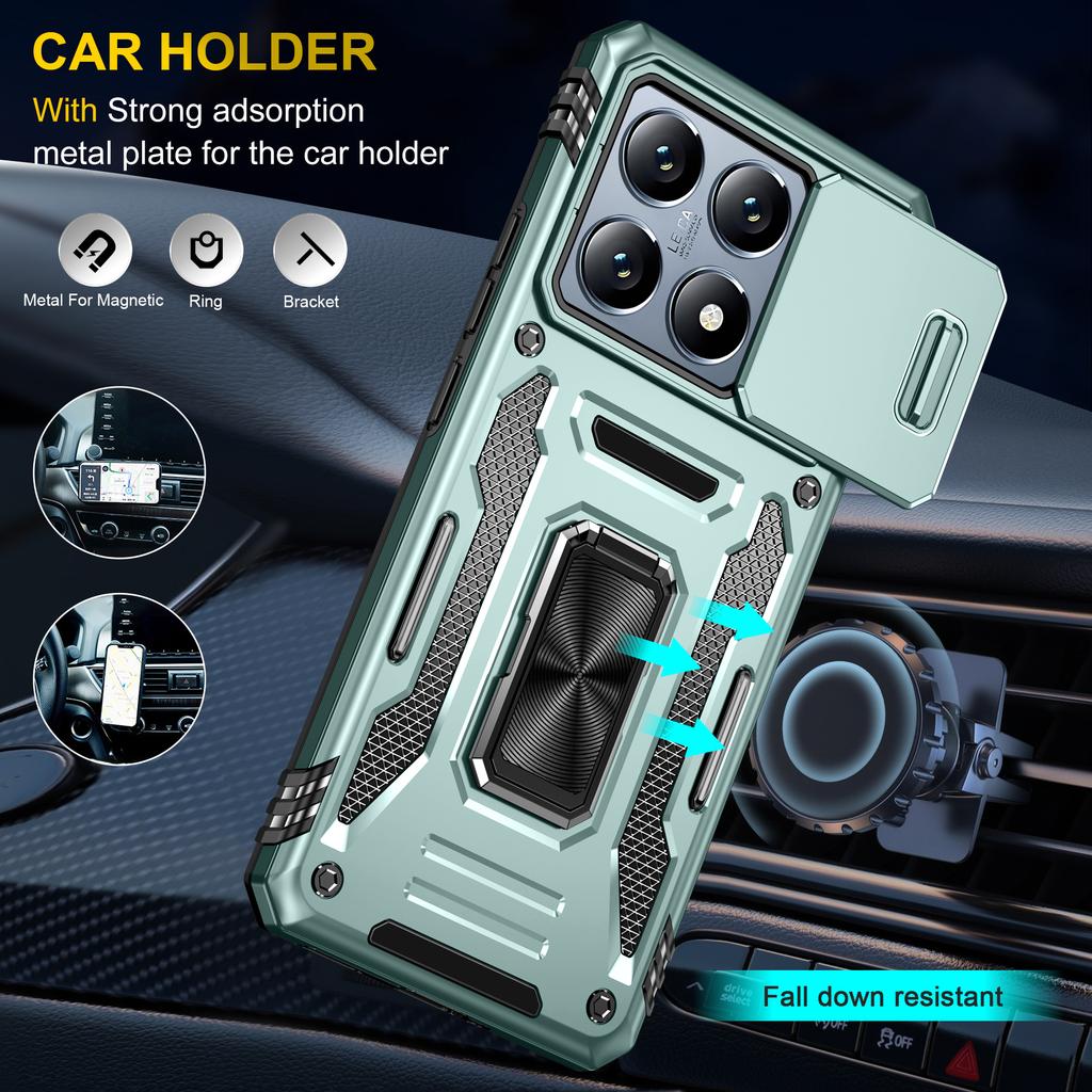 For Xiaomi 14T Pro Case Kickstand Slide Lens Lid PC+TPU Drop