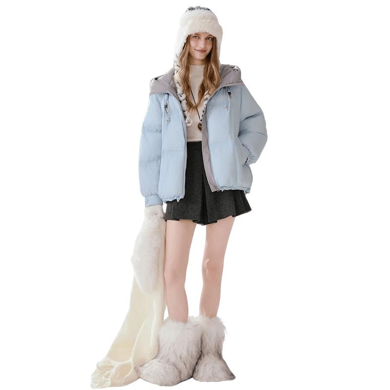 Xiangying Women s 90% White Duck Down Hooded Puffer Jacket L