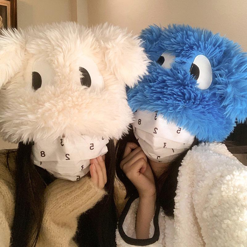 Cartoon Big eared Puppy Plush Hat Korean Style Female Autumn and Winter Cute and Funny Thickened Warm Photo Hat