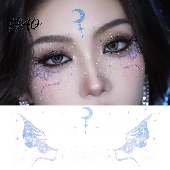 Butterfly Face Stickers Glitter Stickers, Waterproof Temporary Tattoos for Festival Party Stage Water Transfer Decals Makeup, Easy Application