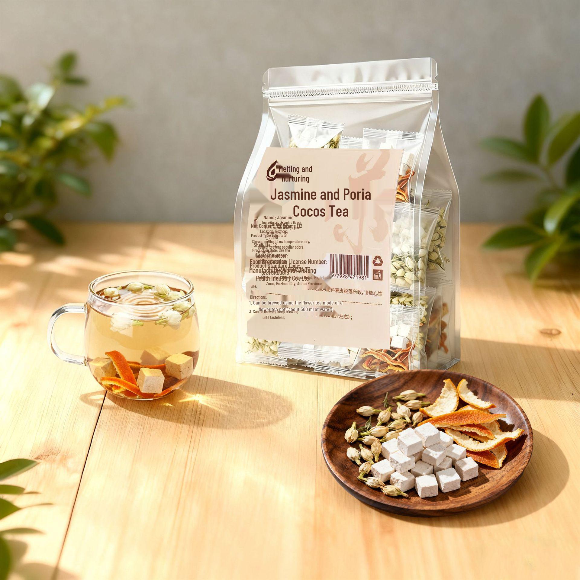 Jasmine Poria Tea with Orange Peel - Sugar-Free, Health-Boosting Dried Flowers, Customizable.
