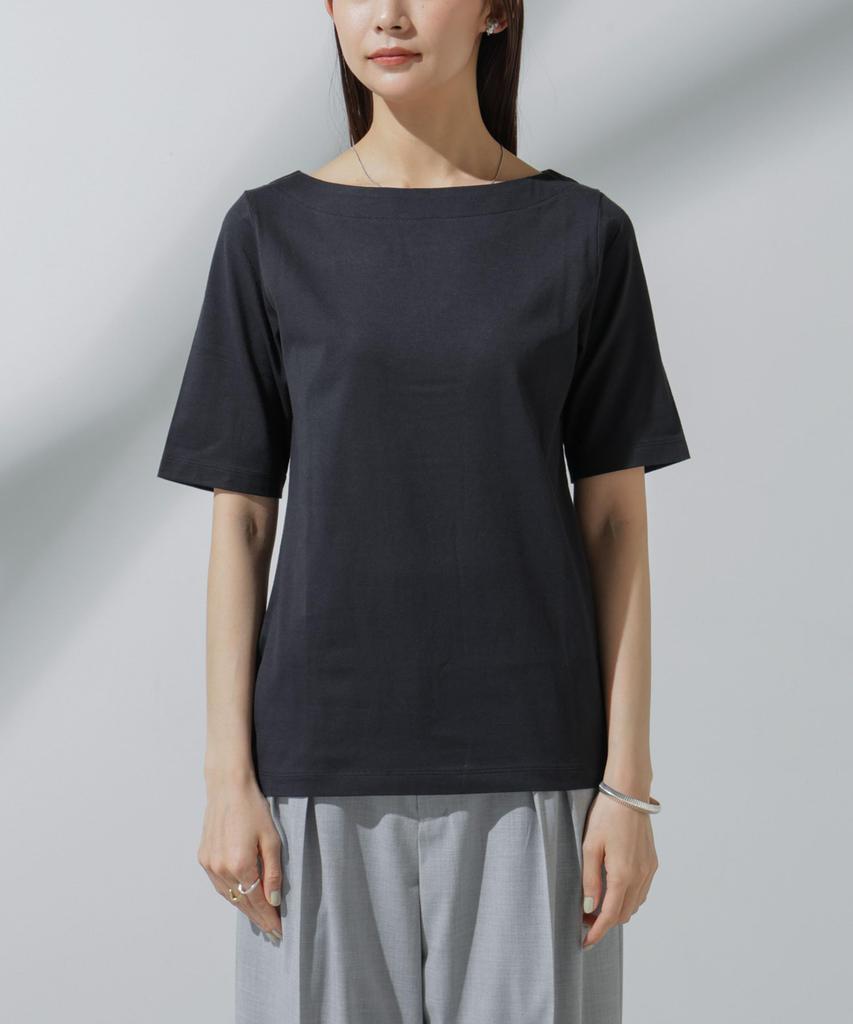 Nano Universe Boat Neck Size Greige Anti-Soaked T-Shirt, Women's, Small,