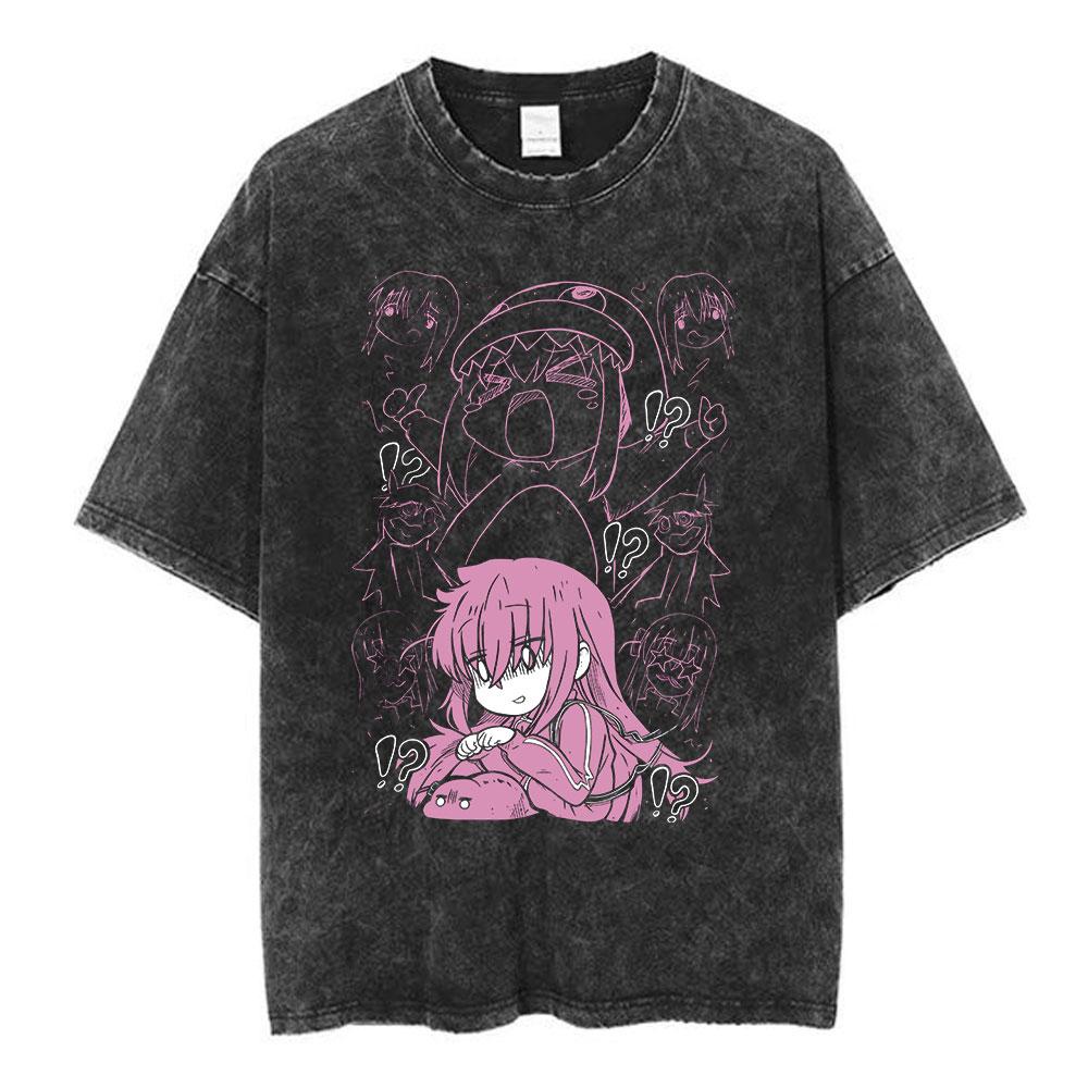 Vintage Washed Bocchi The Rock Ijichi Nijika Yamada Ryo Gotoh Hitori Kita Ikuyo Tshirt Kessoku Band Print T-shirt Men Women Tees