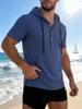 Camisa casual holgada de color liso para hombre con capucha y manga corta