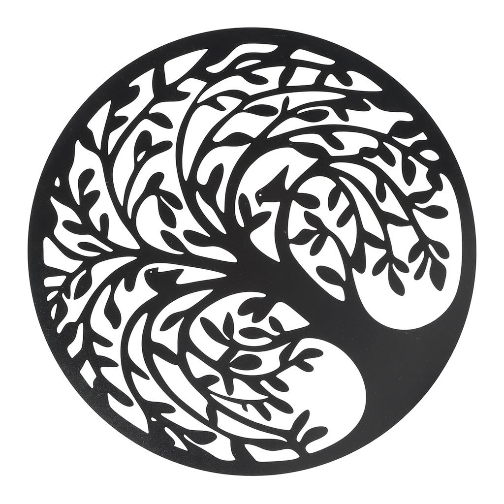 Kovový strom Nástěnné umění Odolné proti rzi Kulatá nástěnná plaketa Dekor do obývacího pokoje Ložnice Venkovní Černá 11.81