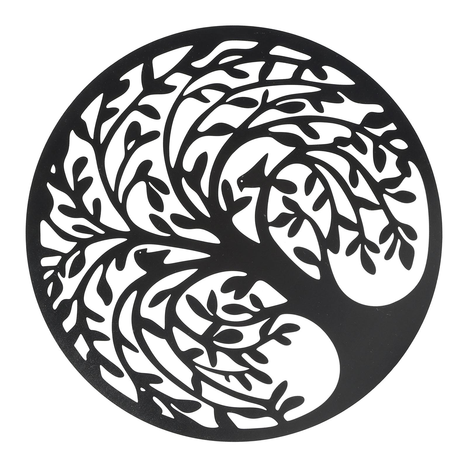 

Металлическое настенное искусство в виде дерева, устойчивое к ржавчине, круглая настенная табличка, декор для гостиной, спальни, улицы, черное, 11,81