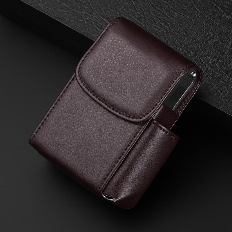 Portable PU Leather Cigarette Case Cover Gas Lighter Holder Box Waist Pocket Pack Belt Bag Smoking Accessories Gadgets for Men