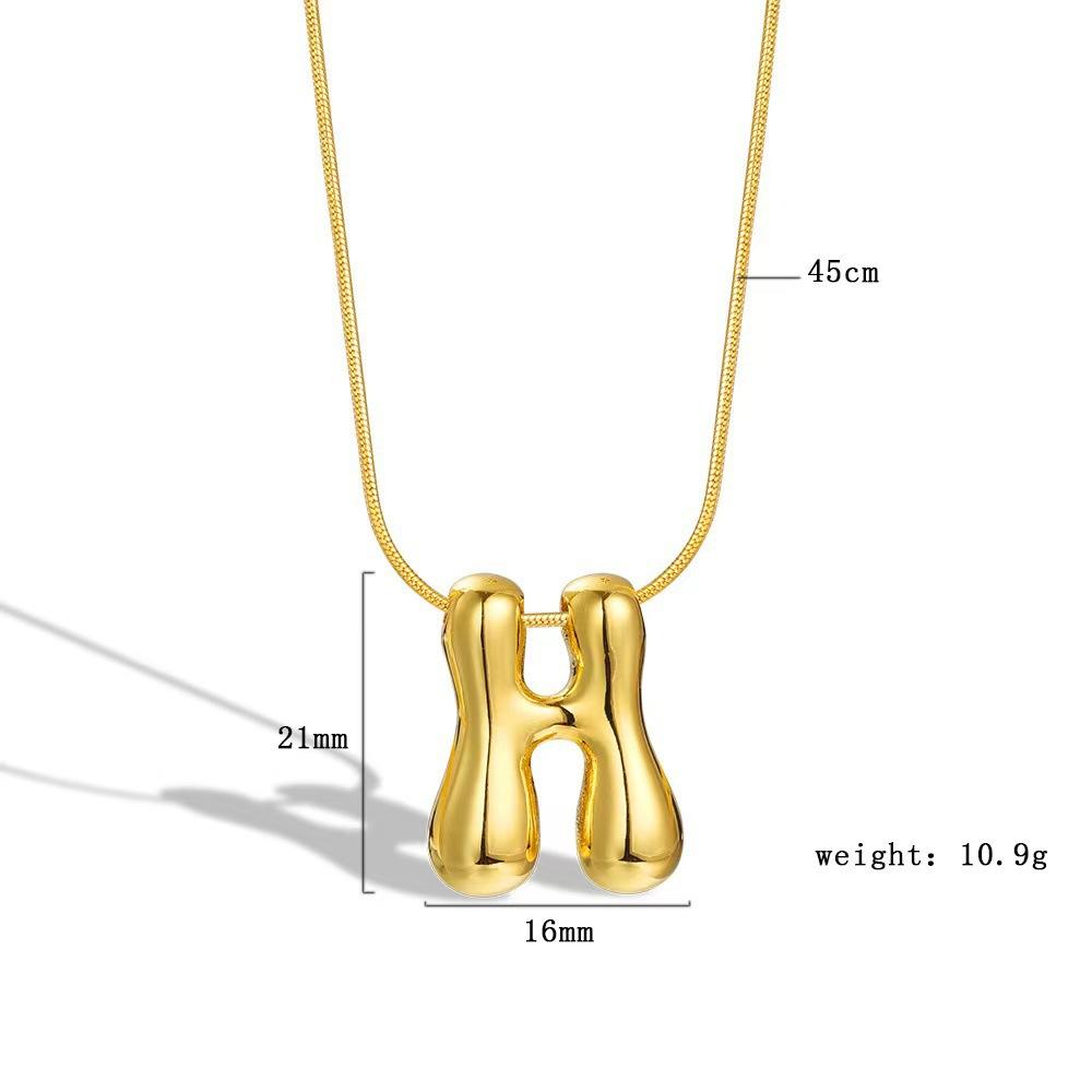 [9.30% off from 10 pieces] Balloon bubble chubby 26-letter necklace bare body simple pendant