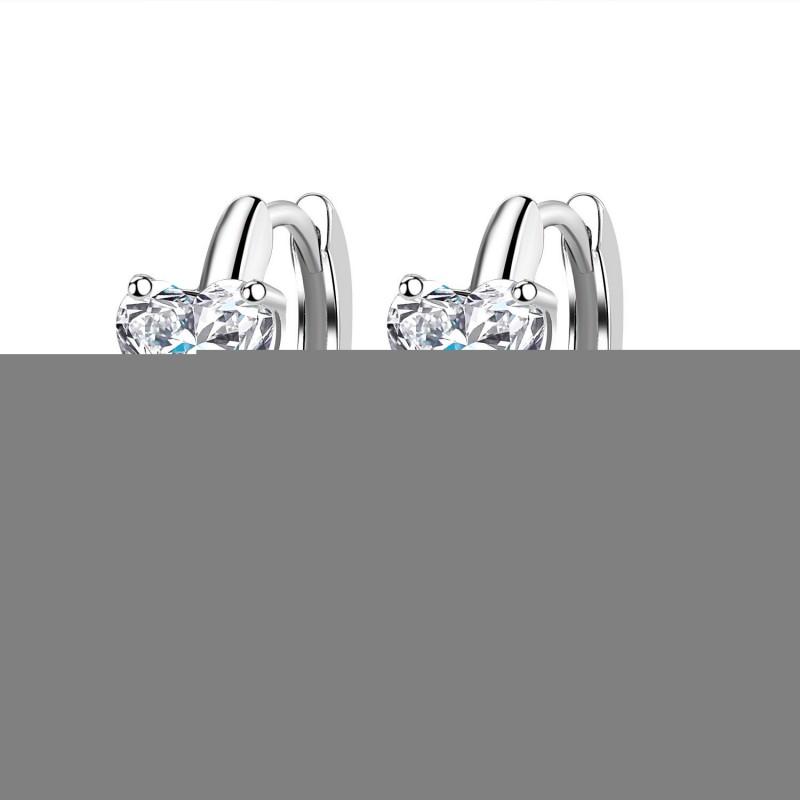 Sterling Heart Stud Earrings With Moissanite Cubic Zirconia Elegant Minimalist Jewelry Women 925 Sterling Silver