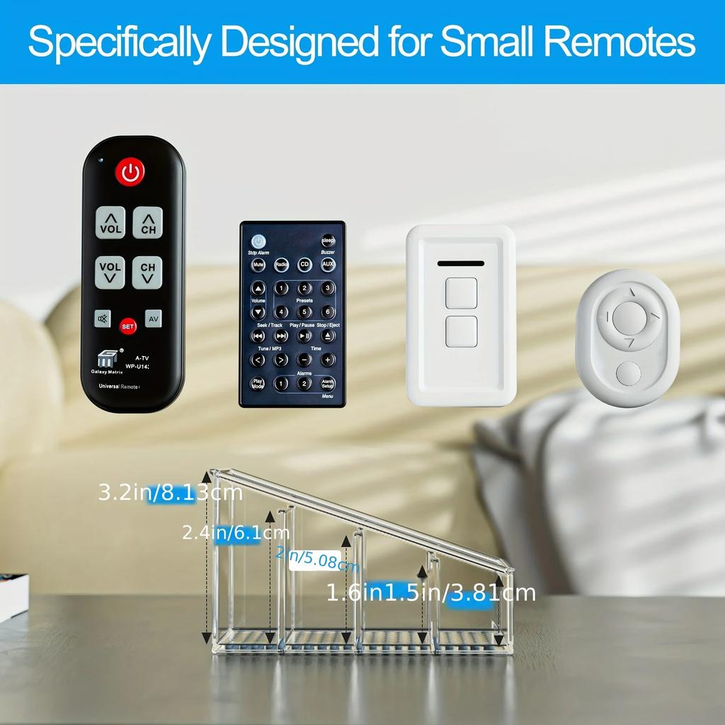 1pc Clear Plastic Remote Control Holder and Desk Organizer with 4 Compartments for Home and Office Use
