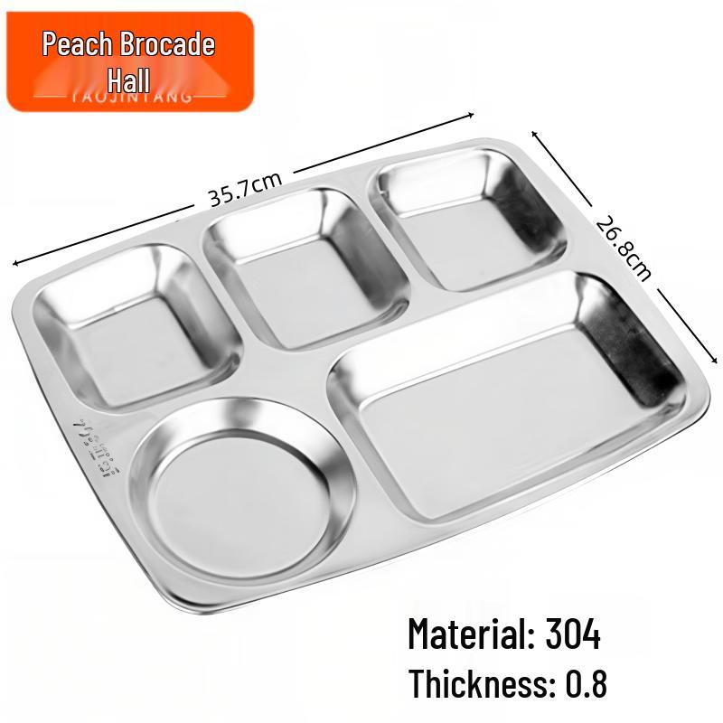 Stainless Steel 5-Compartment Meal Tray