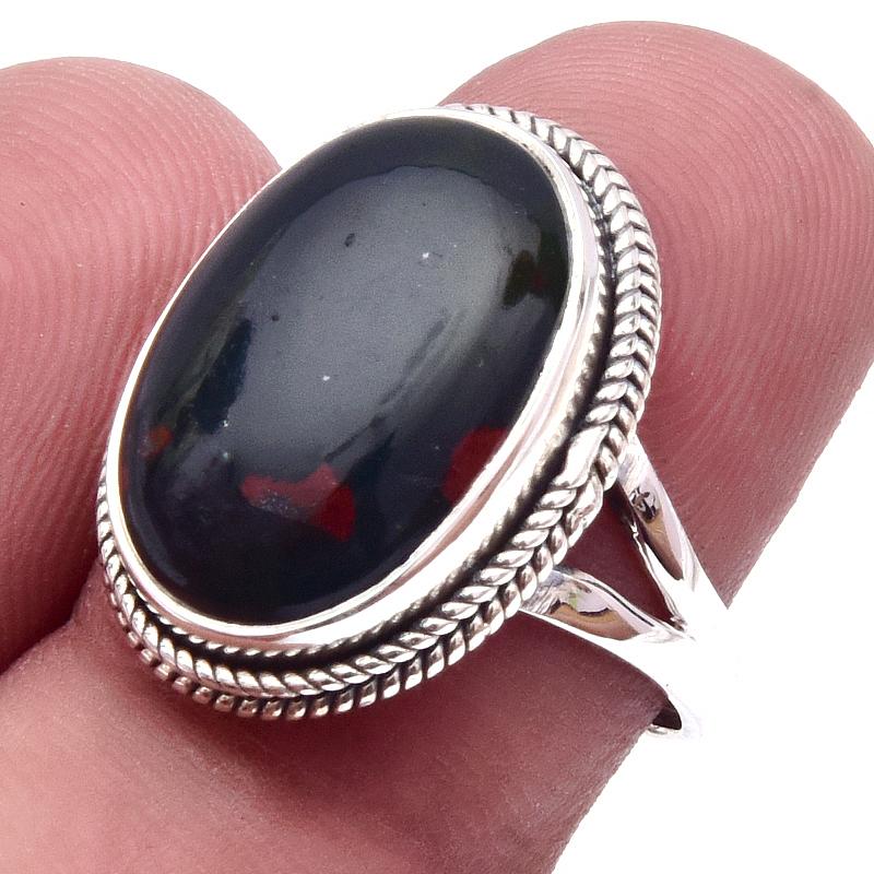 

Кольцо из серебра 925 пробы с натуральным драгоценным камнем-кровавым камнем S.7 Z8H32