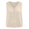 Women Sleeveless Pullover Top Loose Fit V Neck Button Detail Casual Summer Blouse Lightweight Breathable Fabric Comfortable Fit