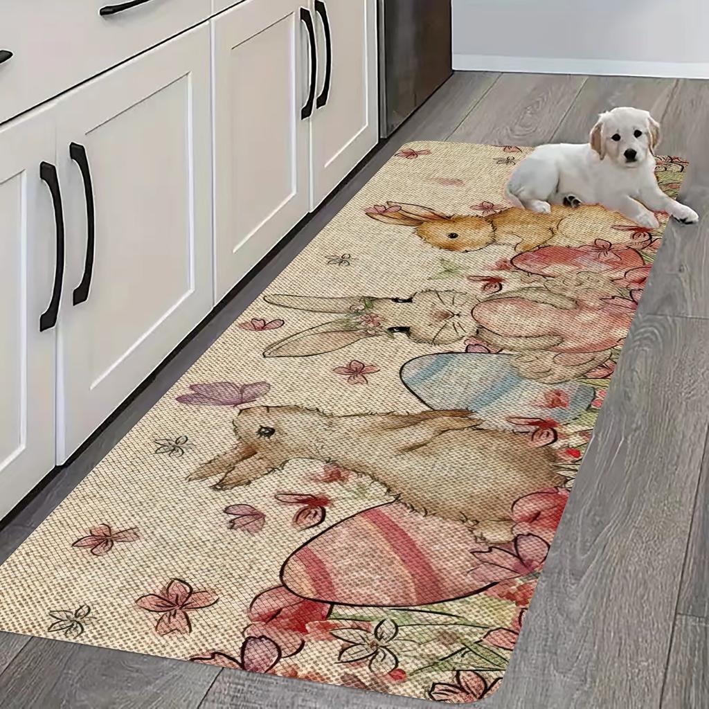 1Pcs Rabbit Anti Fatigue Kitchen Rugs Waterproof Non-Slip Thick Cushioned Kitchen Mat Heavy Duty Comfort Standing Mat for Kitchen