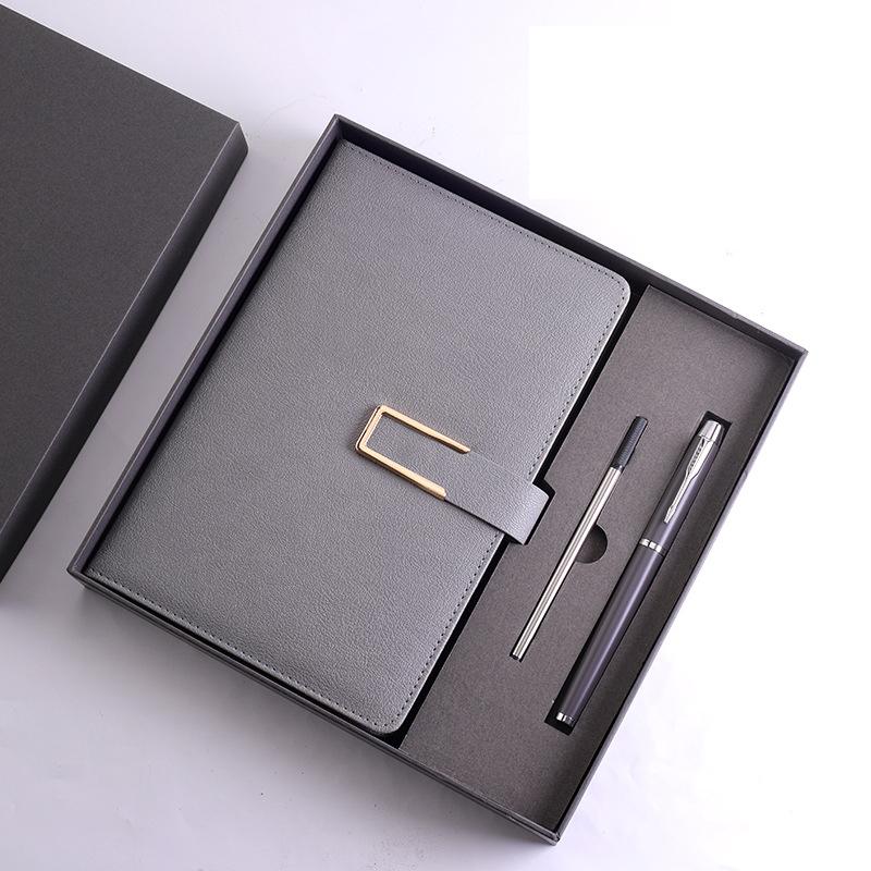 (Gratis gravering av logotyp) A5 kontorsanteckningsbok med presentförpackning, studentdagbok, handbok med spänne, mötesprotokollbok, ämnesanteckningsbok