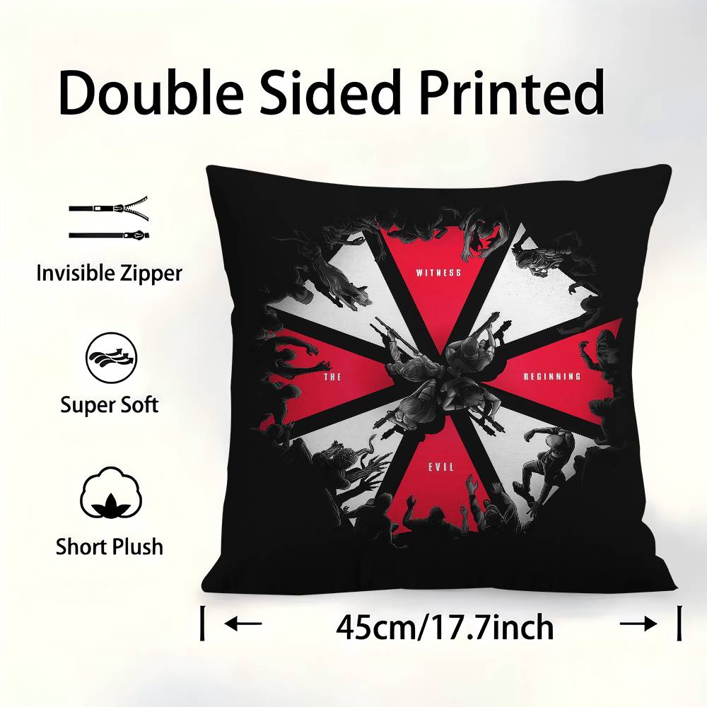 Game R-Resident E-Evil Cushion Cover Car Throw Pillow Case For Sofa Car Christmas Gift 40X40Cm 45X45Cm