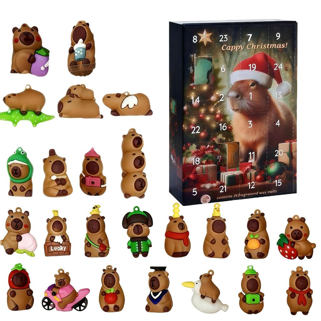 Christmas Advent Capybara 2025 24 Days 3D Seasonal Decoration Advent Countdown Calendar Ornaments for Front Door Office Wreath