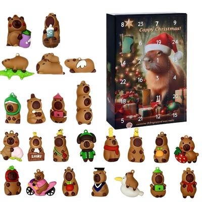 Christmas Advent Capybara 2025 24 Days 3D Seasonal Decoration Advent Countdown Calendar Ornaments for Front Door Office Wreath