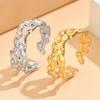 Retro Irregular Lava Pleated Texture Adjustable Stainless Steel Ring