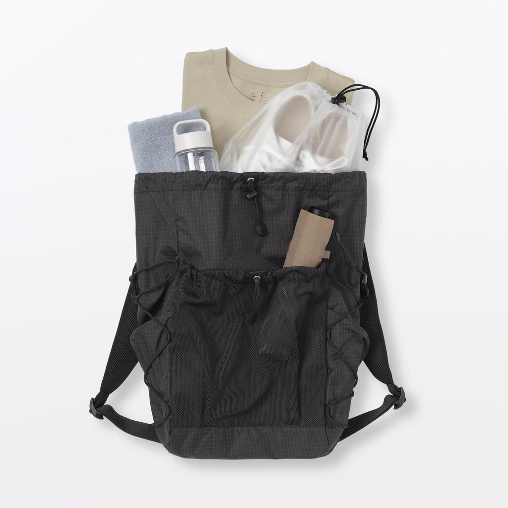 MUJI Water Repellent Ripstop Backpack 23L Unisex EF0FVA6A Black