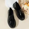 Fashion 2024 Spring and Autumn Hot Selling Women's Shoes Fashionable Round Toe Solid Color Glossy Slip-on Low Heel Women's Loafers