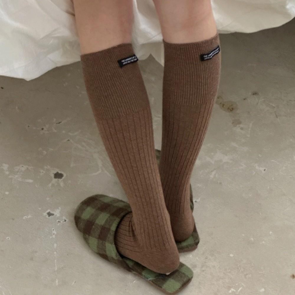 Solid Color Women Stockings Breathable Calf Socks Simple Knee High Socks  Autumn