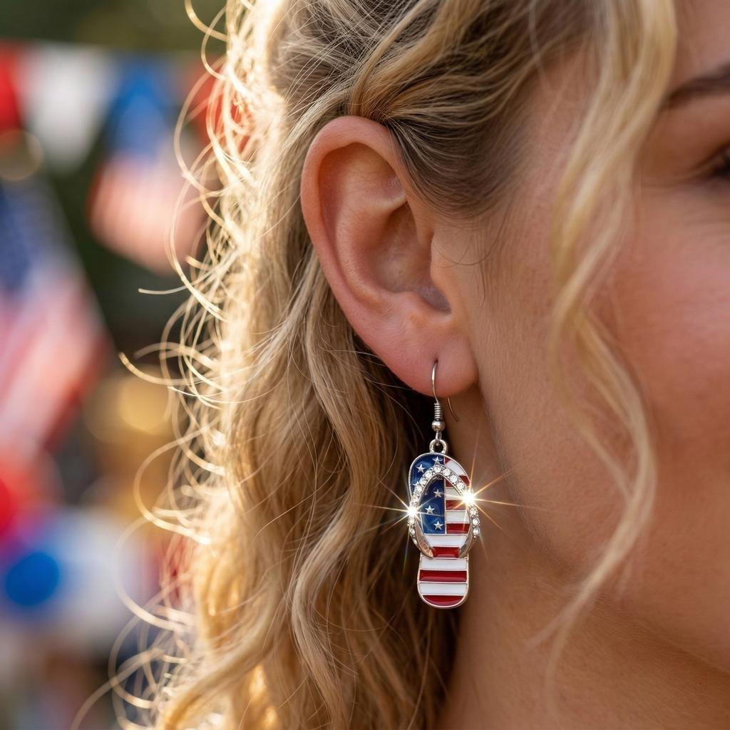 Fashion And Creative Independence Day Earrings