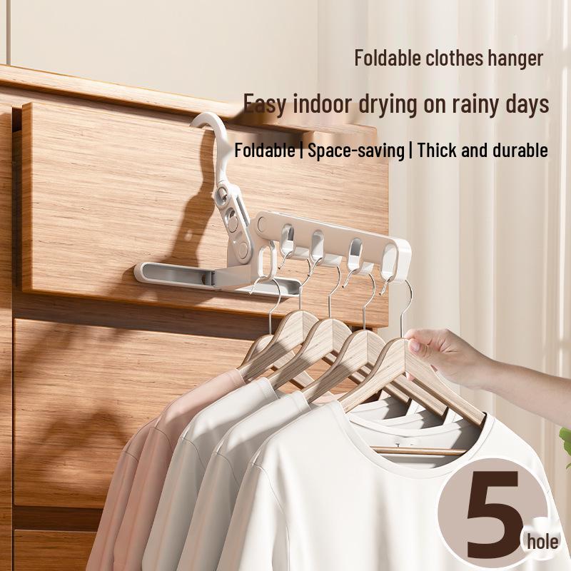 Compact Five-Hole Wall-Mounted Folding Clothes Dryer, Indoor and Portable Hanger for Travel.